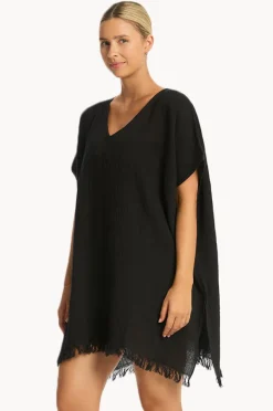 Overswim|Sea Level Sunset Kaftan Black