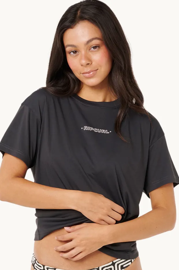 Rashies & Sunsuits|Rip Curl Sunset Luau Surf Lite Suntop Washed Black