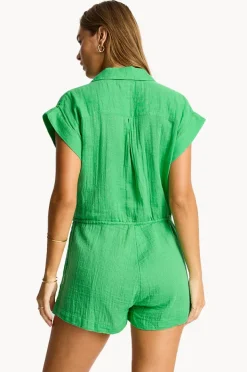 Playsuits|Sea Level Sunset Playsuit Kelly green