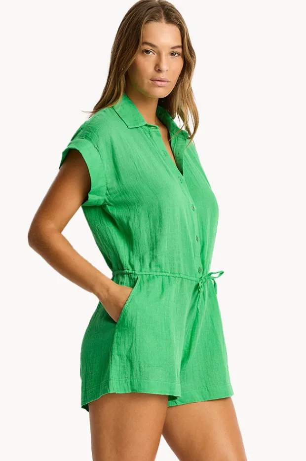 Playsuits|Sea Level Sunset Playsuit Kelly green
