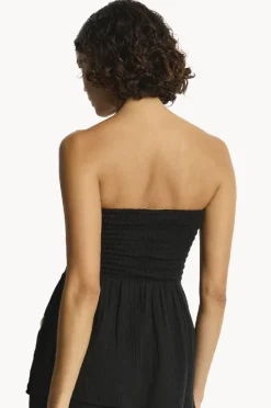 Tops|Sea Level Sunset Shirred Bandeau Top Black