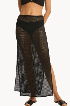 Skirts|Sea Level Surf Mesh Long Skirt Black