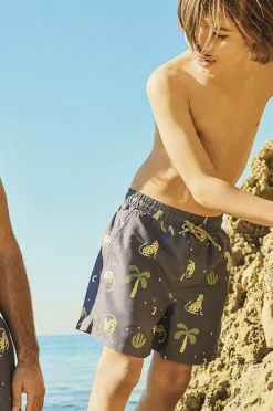 Boardshorts|Skwosh Teen Boys Leopard Nights Eco Short Charcoal