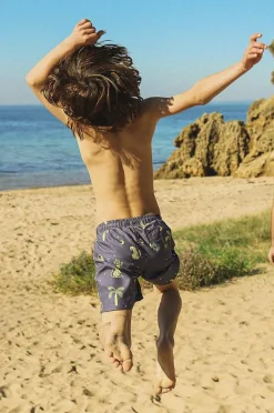 Boardshorts|Skwosh Teen Boys Leopard Nights Eco Short Charcoal