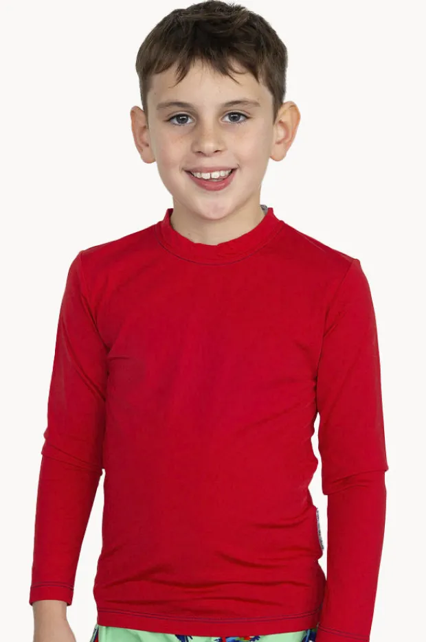 Rashies|Babes In The Shade Teen Boys Suntop Red