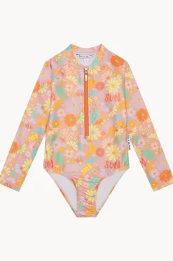 Rashies & Sunsuits|Rashies & Sunsuits|Babes In The Shade Teen Girls Sunny Girl Sunsuit Orange/pink