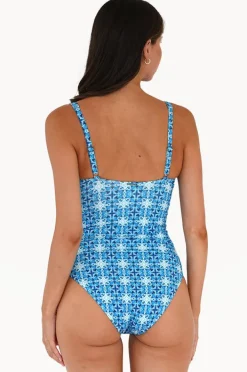 One Pieces|Moontide Terrazza F/G Cup Wrap Front One Piece Blue