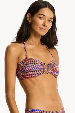 Bikini Tops|Sea Level Tessera U Bar Bandeau Blue
