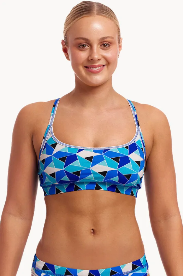 Bikini Tops|Funkita Tetra Tonic Sports Top Blue
