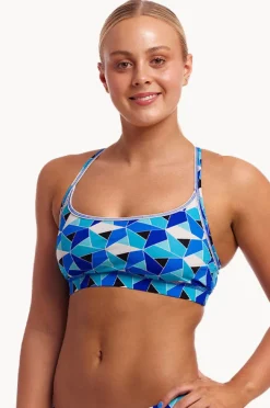 Bikini Tops|Funkita Tetra Tonic Sports Top Blue