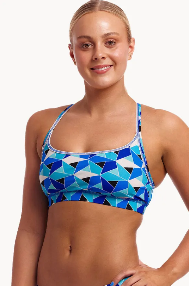 Bikini Tops|Funkita Tetra Tonic Sports Top Blue