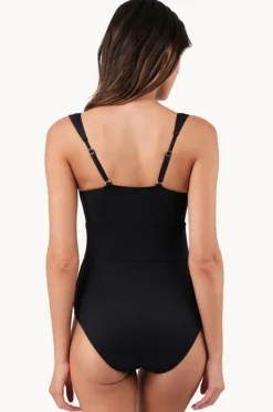 One Pieces|Une Piece Texture Bustier Balconette One Piece Black
