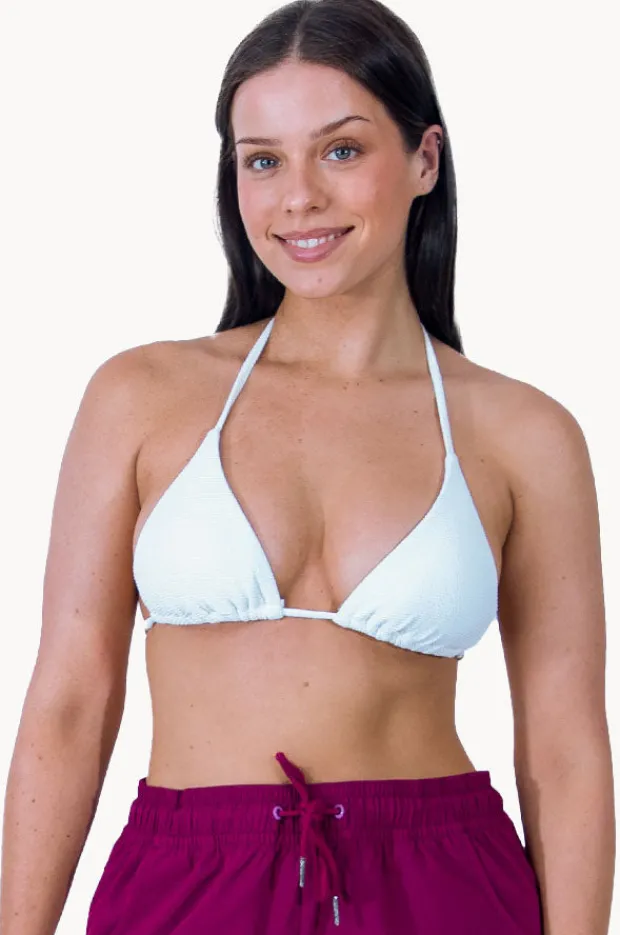 Bikini Tops|Base Swim Textured Slide Tri White