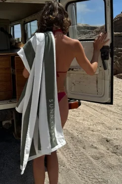 Towels|Towels|Sunny Life The Vacay Stripe Beach Towel Olive