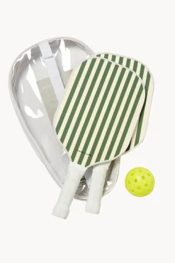 Beach & Pool Games|Sunny Life The Vacay Stripe Pickleball Set Olive