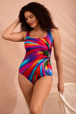 One Pieces|Longitude Tidal Swoon Panel Scoop Neck Tank One Piece Multi