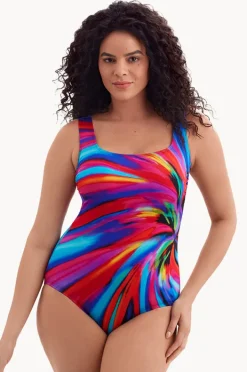 One Pieces|Longitude Tidal Swoon Panel Scoop Neck Tank One Piece Multi