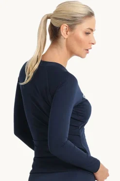 Rashies & Sunsuits|Poolproof Tide Long Sleeve Zip Suntop Pacific