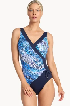 One Pieces|Jantzen Tigeress DD/E Cup Gathered Surplice One Piece Navy