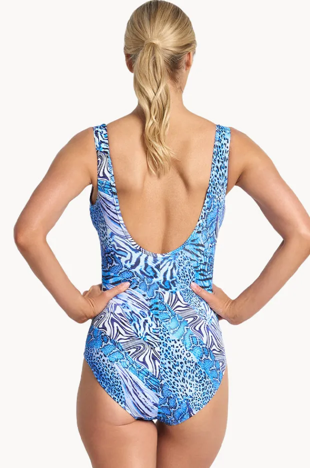 One Pieces|Jantzen Tigeress Mesh Frill One Piece Navy