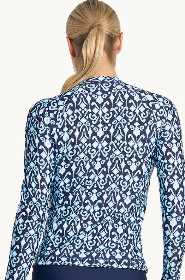 Rashies & Sunsuits|Jantzen Tile Long Sleeve Suntop Navy