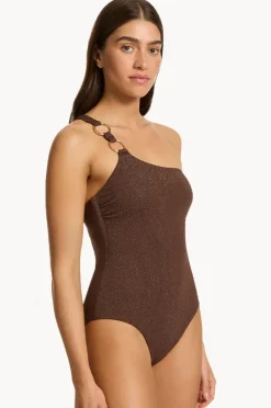 One Pieces|Jets Tirari Nights One Shoulder One Piece Chocolate