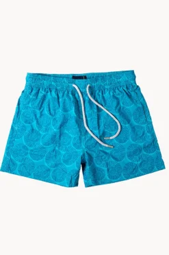 Boardshorts|Pier St. Barth Toddler Boys Curly Swim Short Turquoise