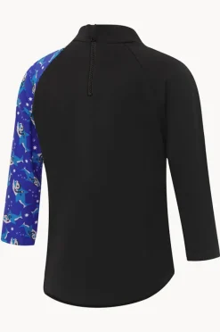 Rashies & Sunsuits|Speedo Toddler Boys Shark Digital Printed Suntop Black/blue