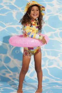 Rashies & Sunsuits|Halcyon Nights Toddler Girls Chomp Chomp Long Sleeve Sunsuit Yellow