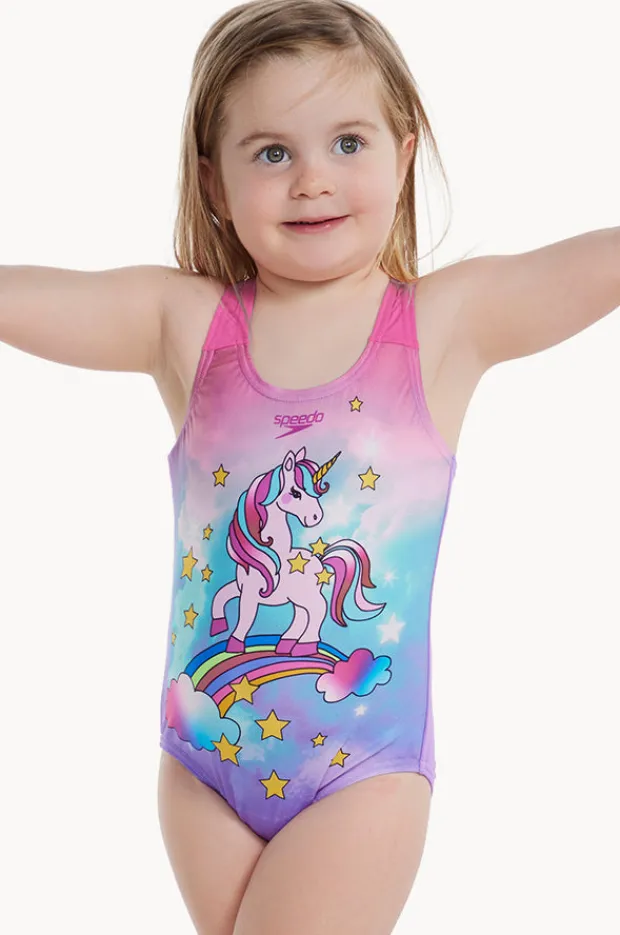 One Pieces|Speedo Toddler Girls Digital Printed One Piece Pink/purple