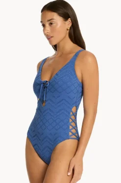 One Pieces|Sea Level Toscana Lace Up One Piece Denim
