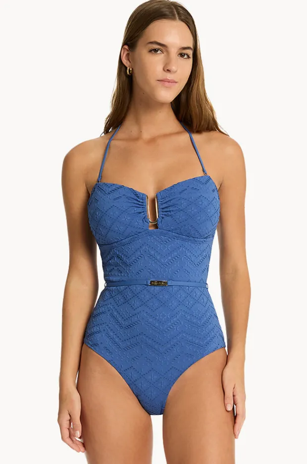 One Pieces|Sea Level Toscana U Bar Bandeau One Piece Denim
