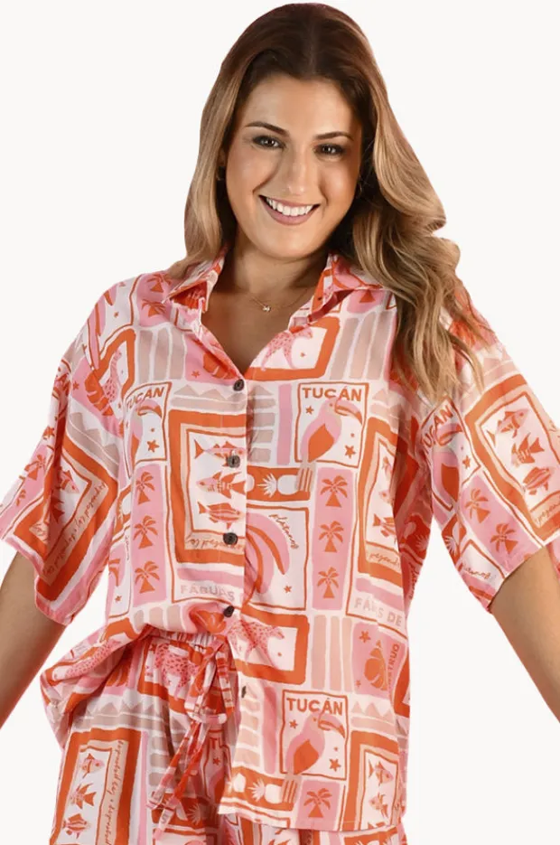 Tops|Go Girl Toucan Tango Yacht Shirt Pink