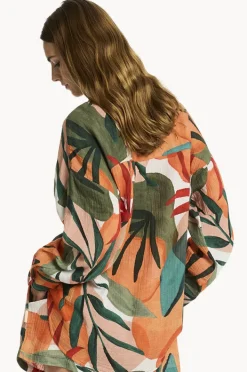 Tops|Sea Level Tropaluxe Beach Shirt Khaki