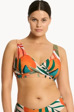 Bikini Tops|Sea Level Tropaluxe Cross Front Bra Khaki