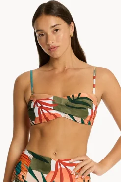 Bikini Tops|Sea Level Tropaluxe Twist Bandeau Khaki