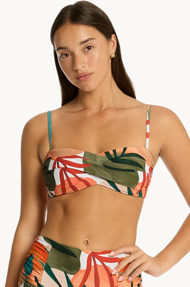 Bikini Tops|Sea Level Tropaluxe Twist Bandeau Khaki
