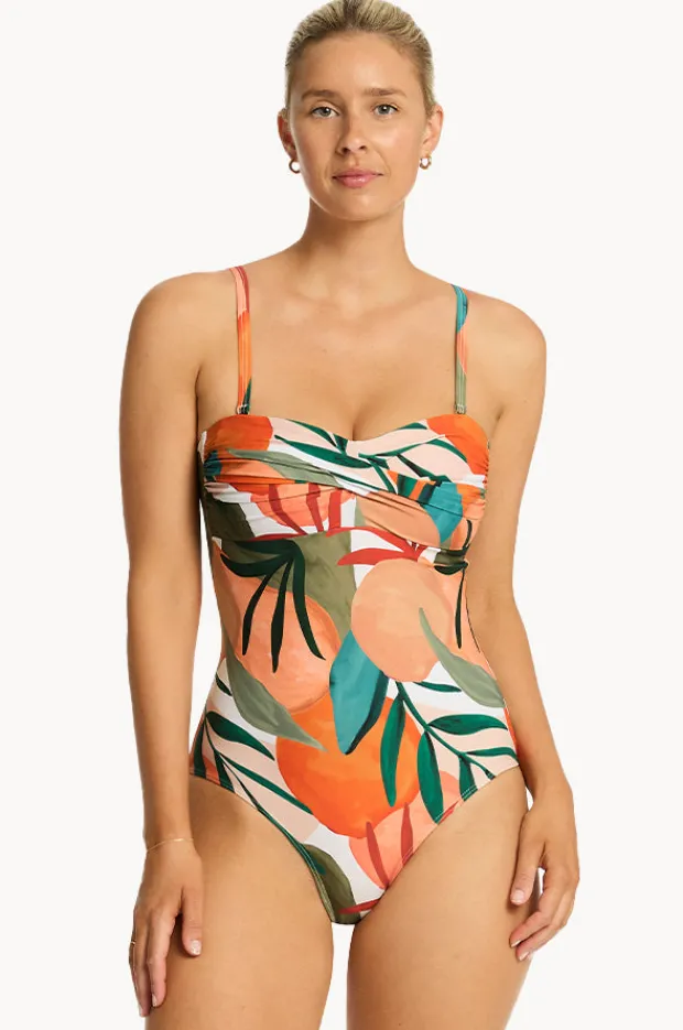 One Pieces|Sea Level Tropaluxe Twist Bandeau One Piece Khaki