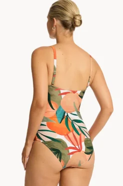 One Pieces|Sea Level Tropaluxe Twist Bandeau One Piece Khaki