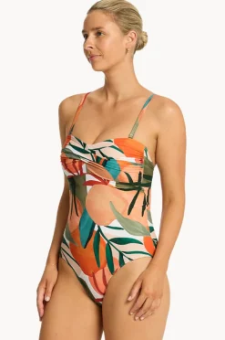 One Pieces|Sea Level Tropaluxe Twist Bandeau One Piece Khaki