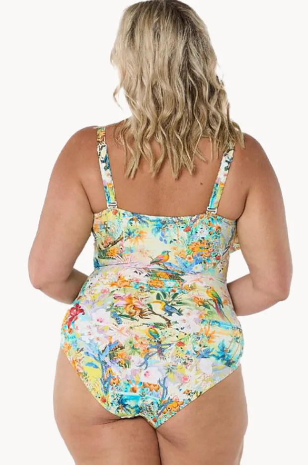 One Pieces|Capriosca Tropicana Frill V Neck One Piece Multi