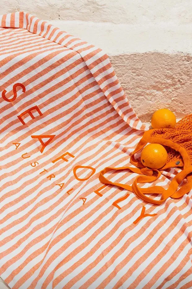 Beach Bags|Bags|Seafolly Turkish Towel & Net Bag Set Mandarin