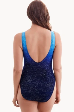 One Pieces|Longitude Twinkling Lights Long Torso High Neck One Piece Navy