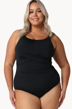 One Pieces|Capriosca Twist Front High Neck One Piece BLACK