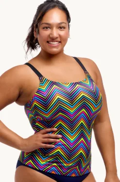 Tankini Tops|Funkita Up Down Scoop Neck Tankini Separate Black/multi