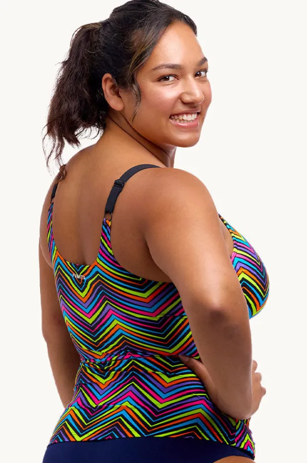 Tankini Tops|Funkita Up Down Scoop Neck Tankini Separate Black/multi