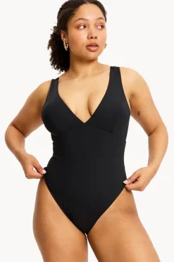 One Pieces|Modibodi V Plunge One Piece BLACK