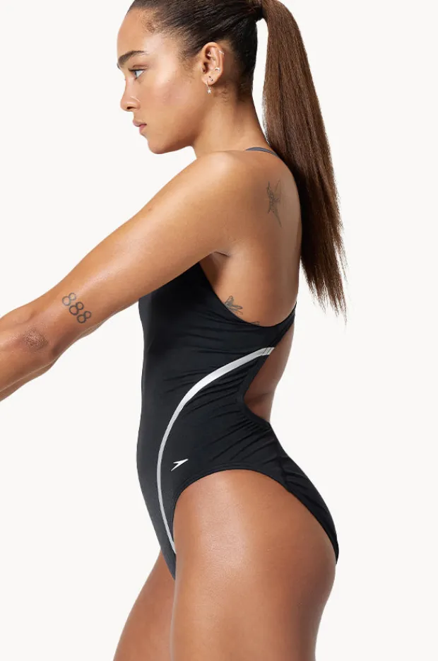 One Pieces|Speedo Vanquisher Movement Back One Piece Black/Silver
