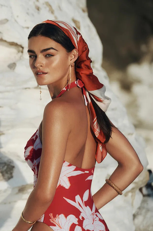 One Pieces|Sea Level Veridian Twist Front Halter One Piece