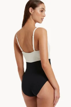 One Pieces|Jets Versa Rib Minimal Tank One Piece Black/cream